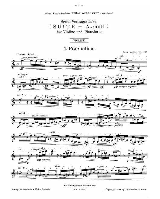 First page of Suite for Violin and Piano