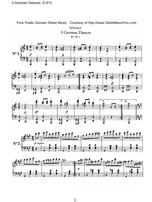 First page of German Dances, D.971