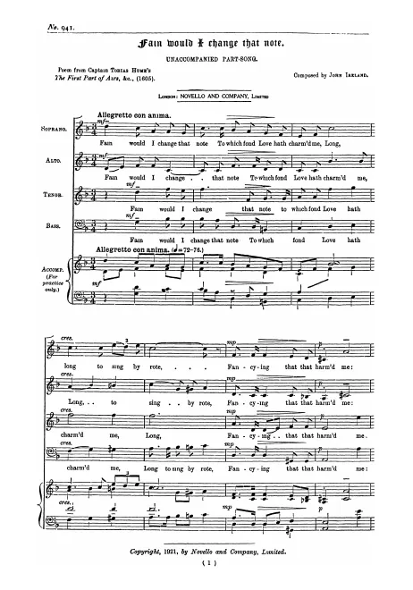 First page of Fain Would I Change That Note
