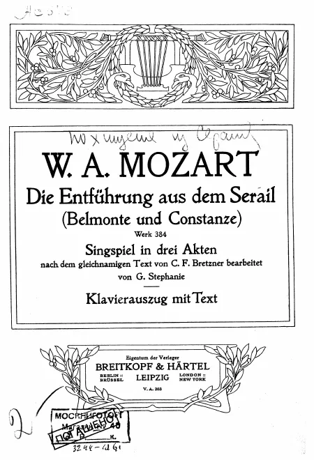 First page of Die Entführung aus dem Serail