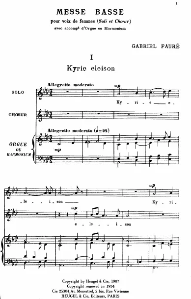 First page of Messe basse