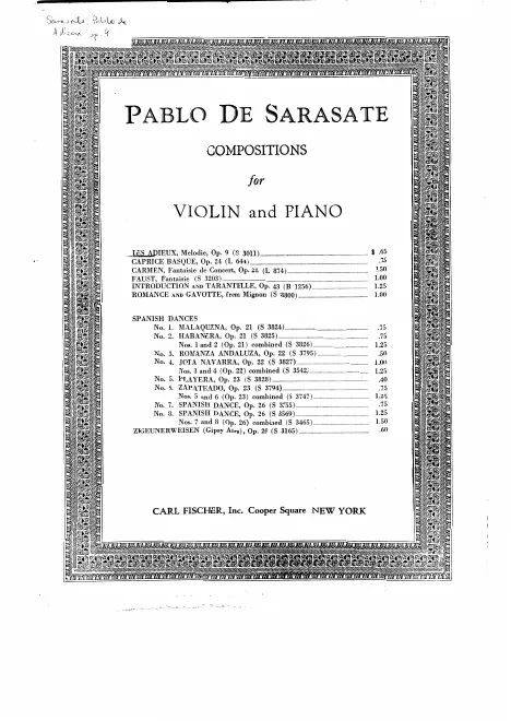 First page of Les Adieux