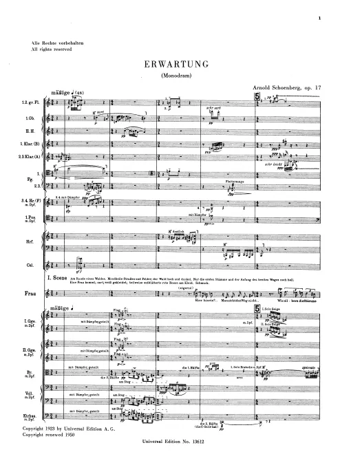 First page of Erwartung
