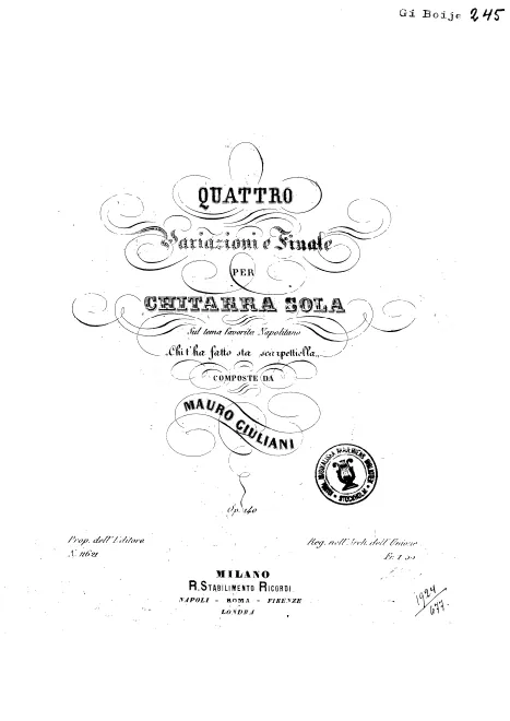 First page of 4 Variazioni e Finale