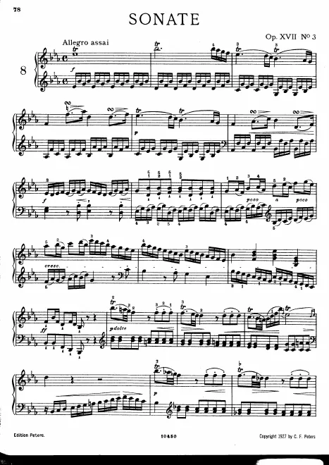First page of Keyboard Sonata in E-flat major