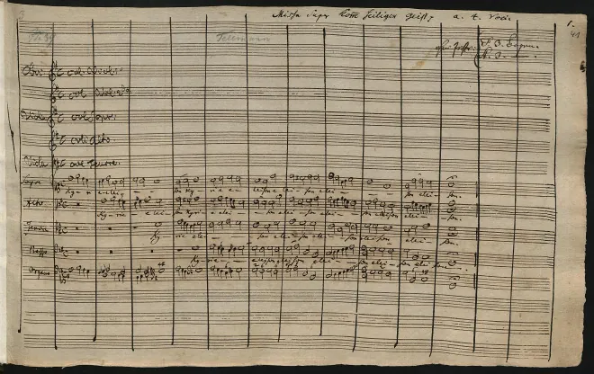First page of Missa sopra 'Komm heiliger Geist'