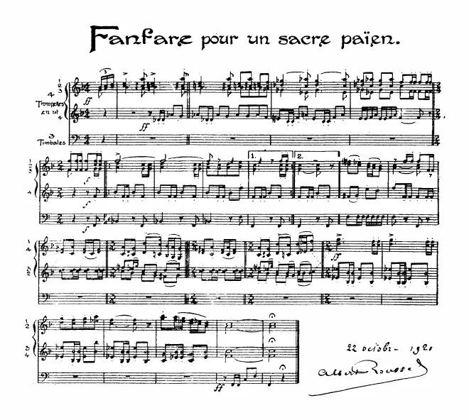 First page of Fanfare pour un sacre païen
