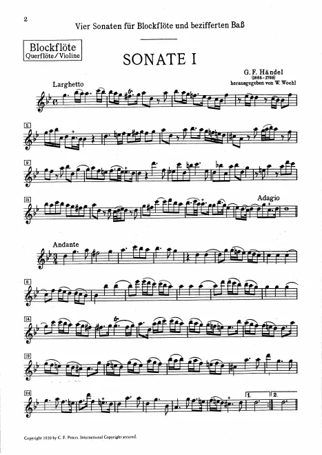 First page of 4 Recorder Sonatas