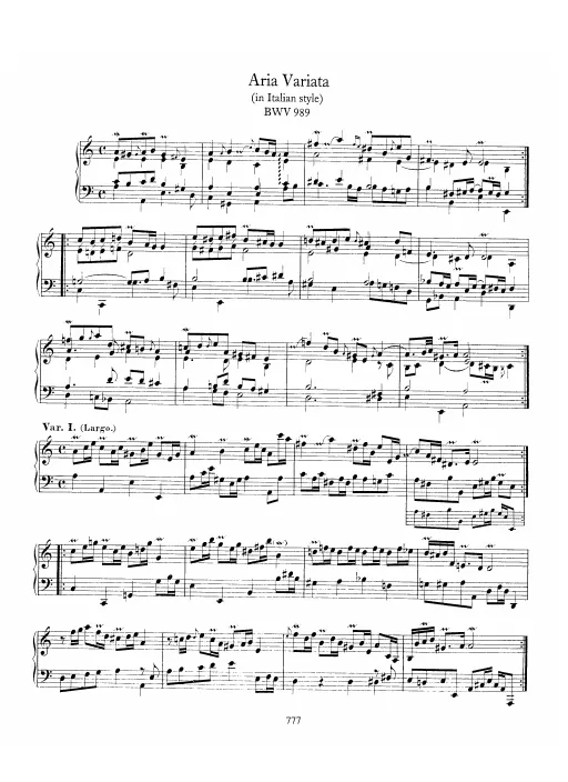 First page of Aria variata
