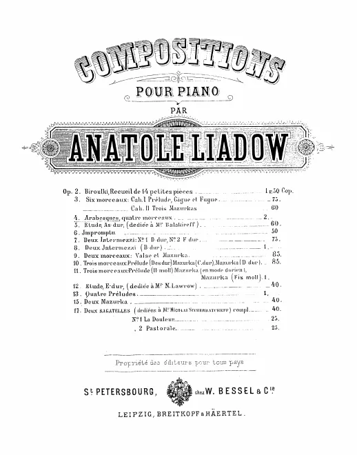 First page of Arabesques, quatre morceaux