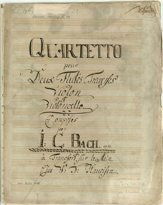 First page of Quartetto Pour 2 Flutes Traverses, Violon et Violoncello