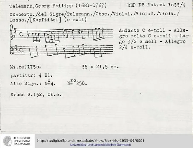 First page of Oboe Concerto