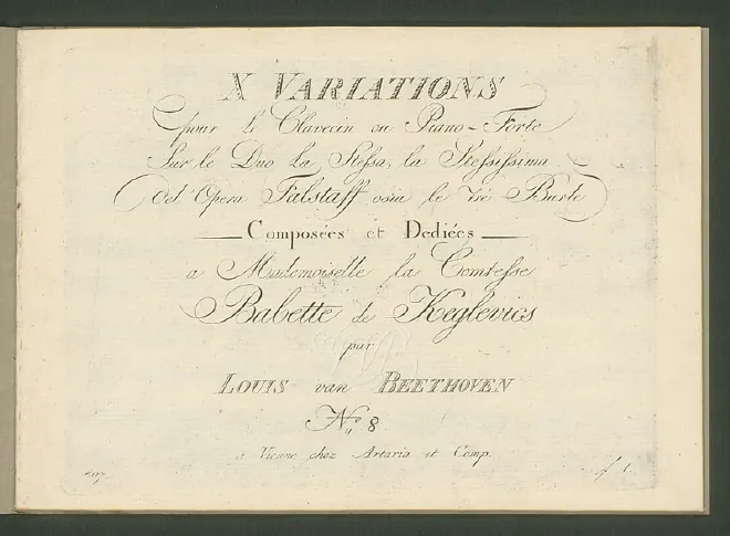 First page of 10 Variations on 'La stessa, la stessissima' from the Opera 'Falstaff' by Salieri WoO 73