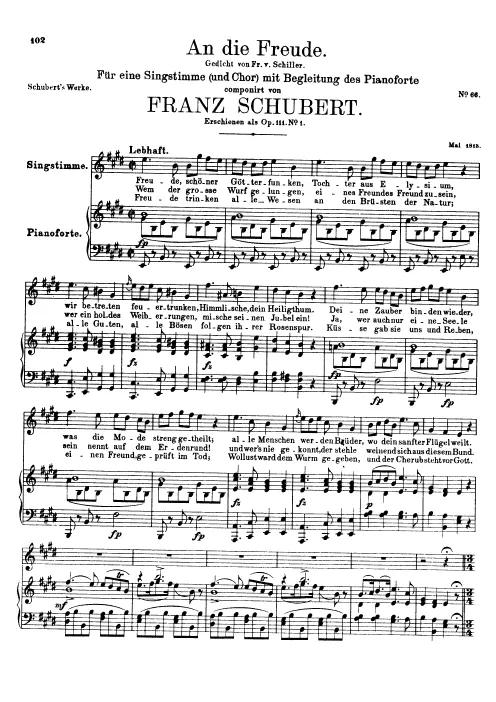 First page of An die Freude, D.189