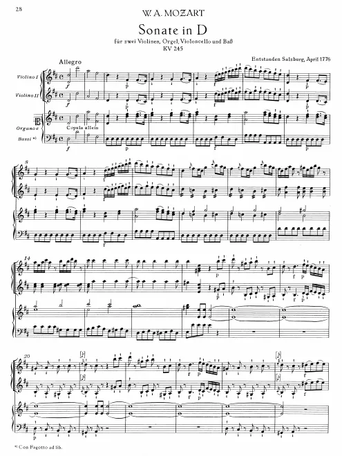 First page of Church Sonata in D major