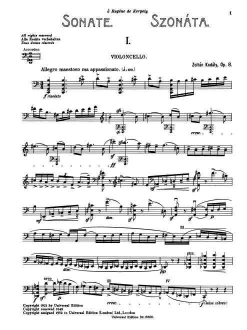 First page of Cello Sonata