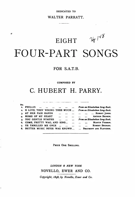 First page of Eight four-part songs