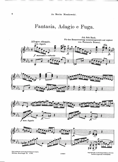 First page of Fantasia, Adagio e Fuga