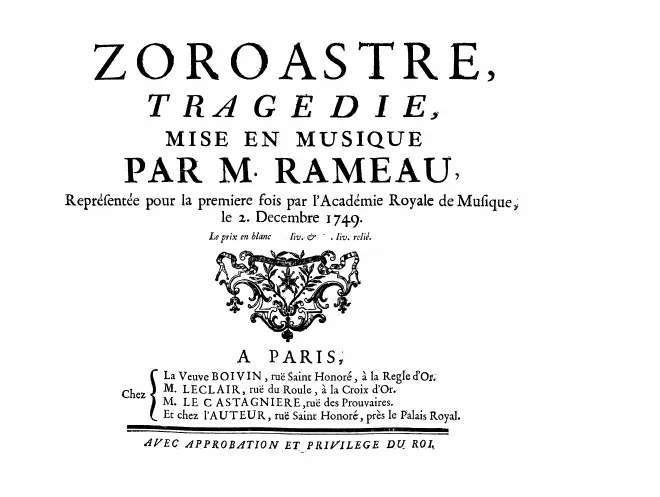 First page of Zoroastre