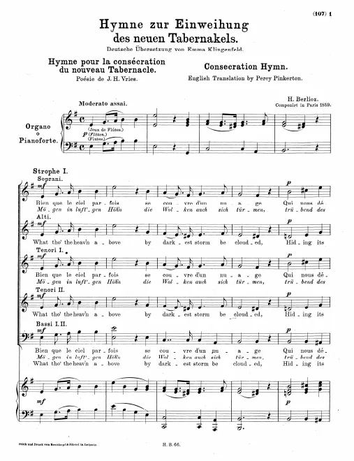 First page of Hymne pour la consécration du nouveau Tabernacle