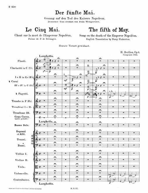 First page of Le cinq mai, chant sur la mort de l’Empereur Napoléon