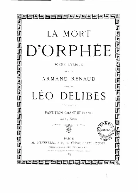 First page of La mort d'Orphée