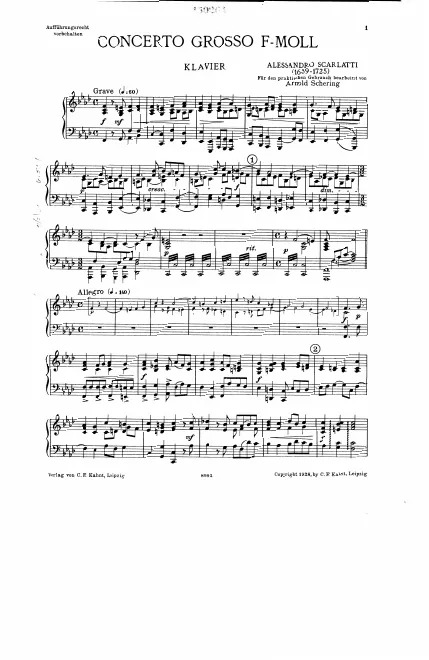 First page of Concerto grosso in f minor