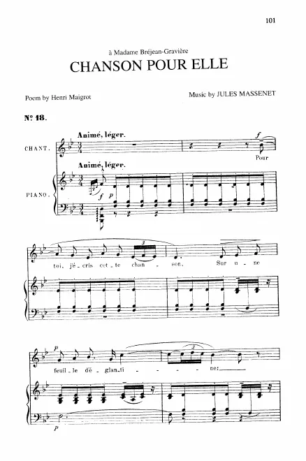 First page of Chanson pour elle