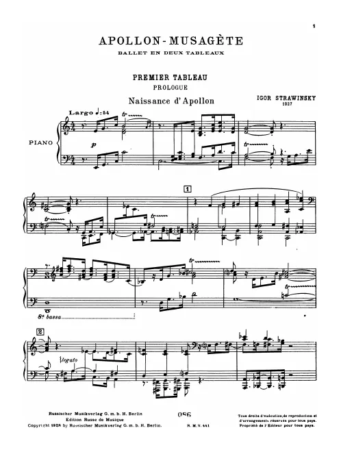 First page of Apollon musagète