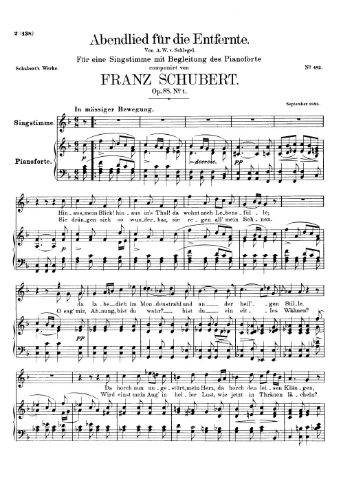First page of Abendlied für die Entfernte