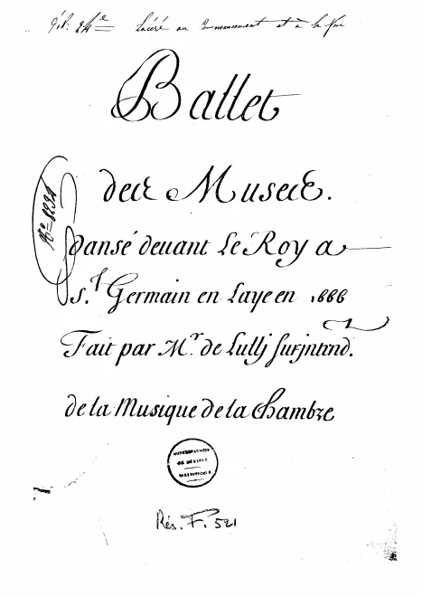 First page of Ballet des muses