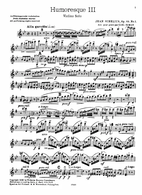 First page of Humoresques (Nos.3-6)