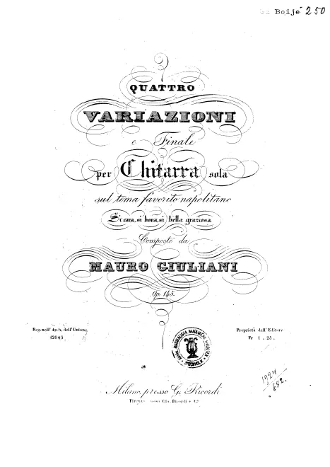First page of 4 Variazioni e Finale