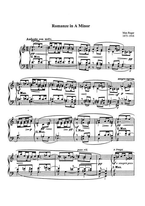 First page of Romanze in A-Moll für Harmonium