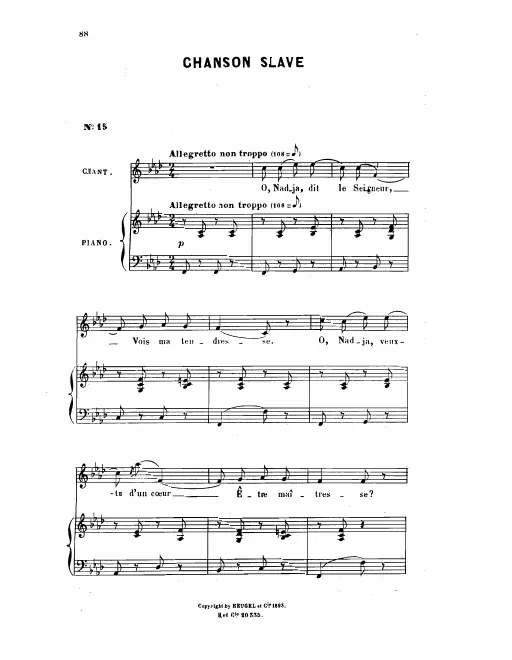 First page of Chanson slave