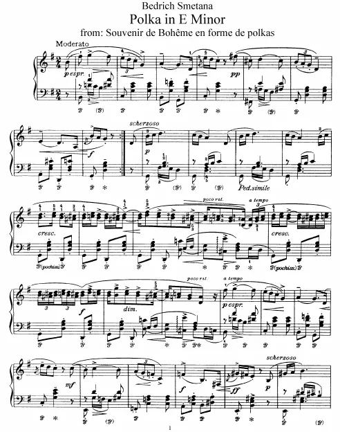 First page of Souvenir de Bohême en forme de Polkas
