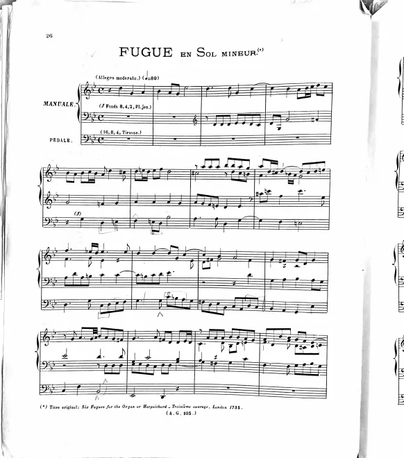 First page of Fugue in G minor