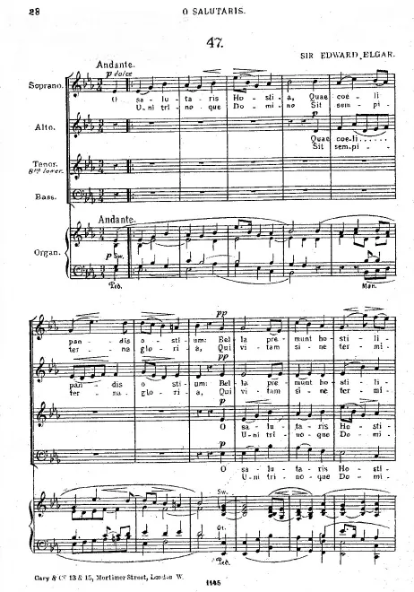 First page of O Salutaris Hostia No.2 in E-flat major