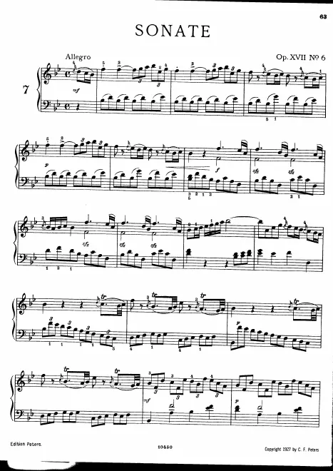 First page of Keyboard Sonata in B-flat major