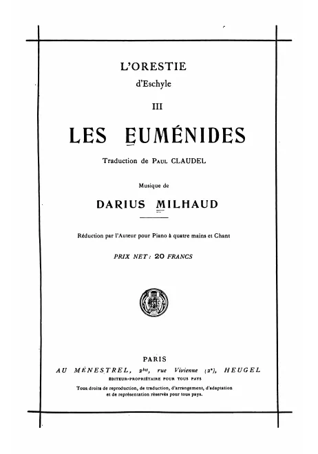First page of Les Euménides