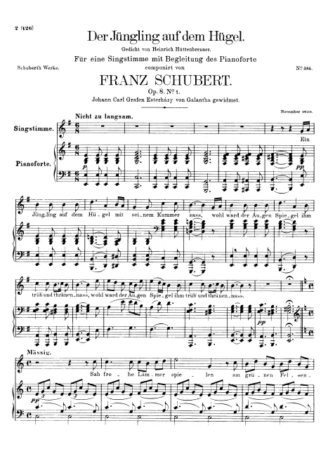 First page of Der Jüngling auf dem Hügel