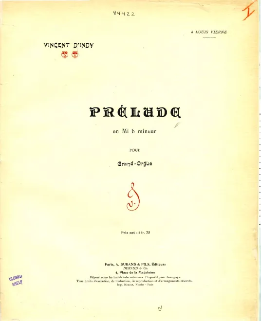First page of Prélude in Mib Mineur pour Grand Orgue