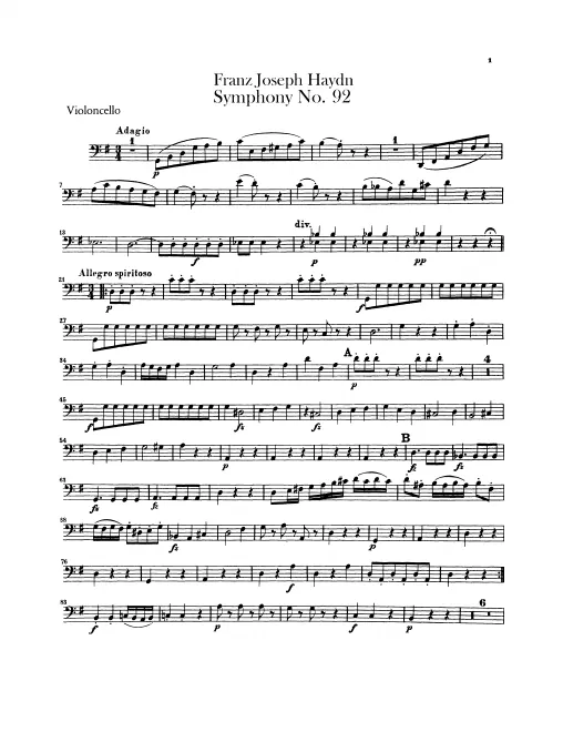 First page of Symphony No.92 in G major