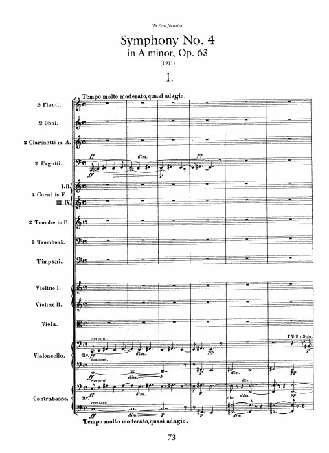 First page of Symphony No.4 in A minor
