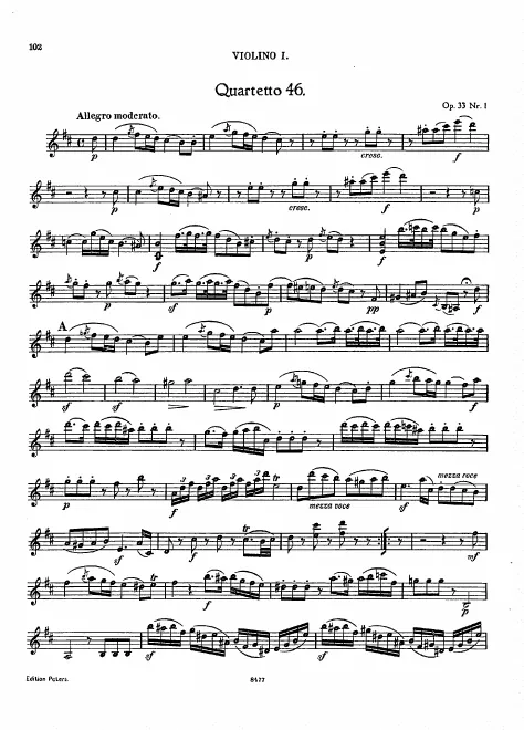 First page of String Quartet in B minor