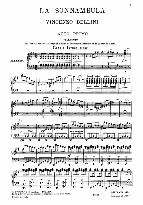 First page of La sonnambula