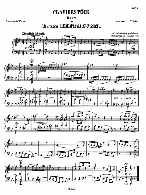 First page of Bagatelle in B♭ major
