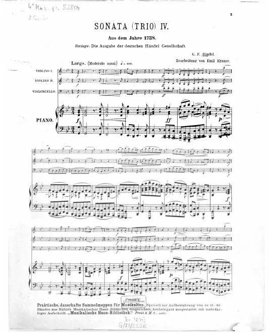 First page of Trio Sonata in G minor