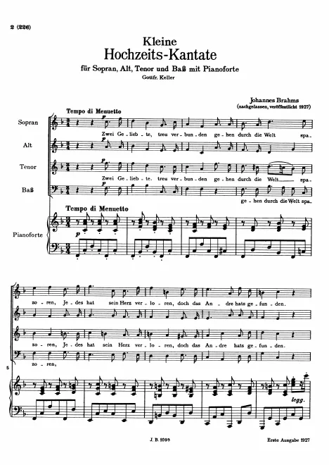 First page of Kleine Hochzeits-Kantate, WoO 16