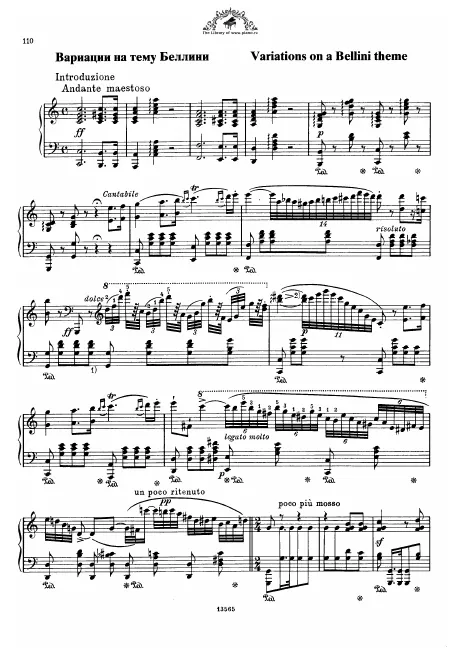 First page of Variations on a Theme from Bellini's Opera 'I Capuletti ed i Montecchi'